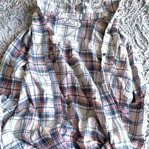 pink, blue, white plaid long sleeve